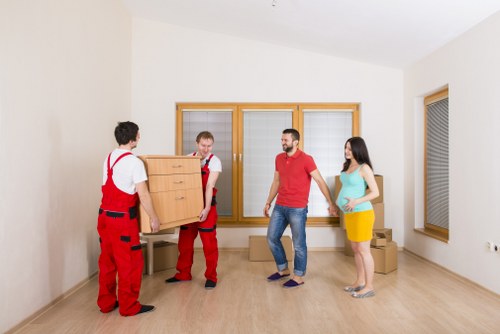 Packed boxes and furniture prepared for small removals in Selsdon